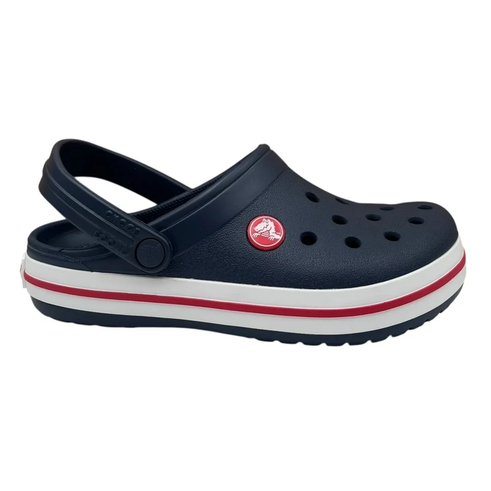 Crocs Crocband Youth Boys Girls‎ Slip-on Clogs Size 5 (J5) Navy Blue Red White
